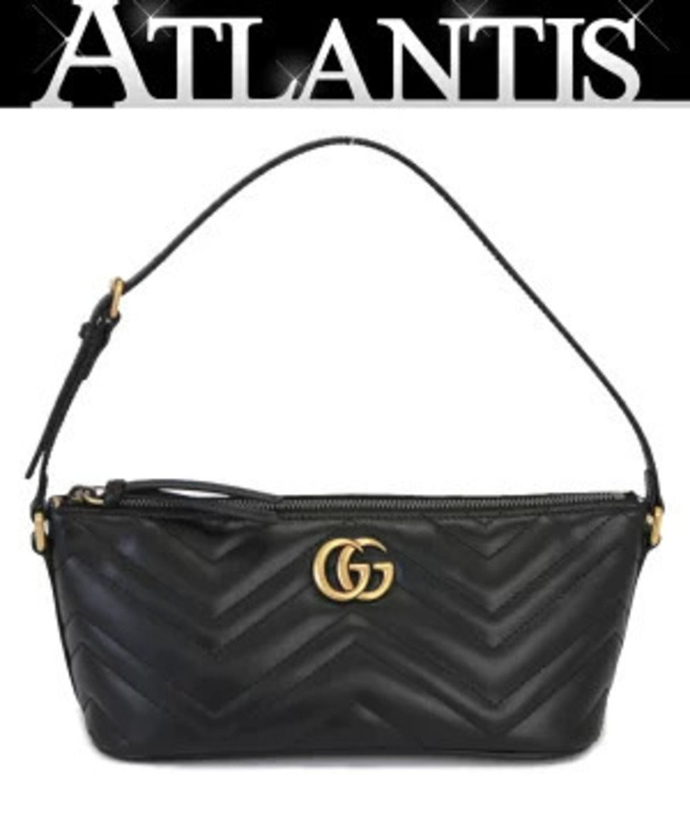 Gucci GG Marmont Hobo Bag Pouch Clutch Leather Black
